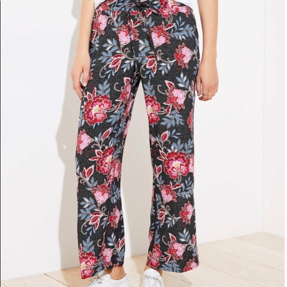 Loft Floral Dot Fluid Drawstring Pants